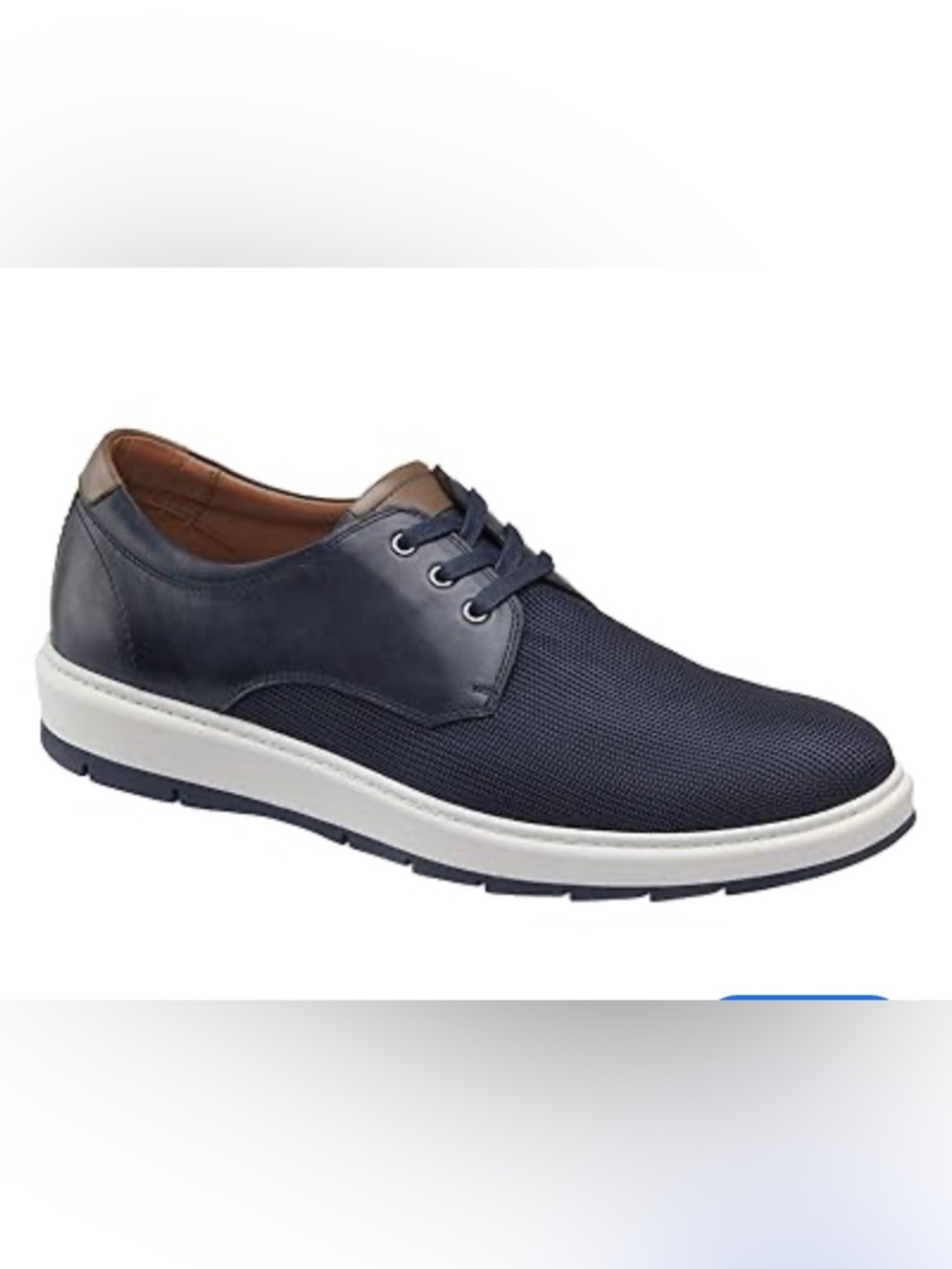 Johnston & Murphy Navy Leather upper Elliston Plain Toe Sneaker Flex shoe 9M